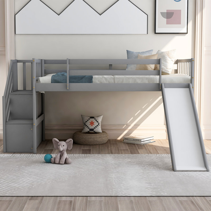 Isabelle & Max™ Twin Loft Bed With Slide Multifunctional Design Kids